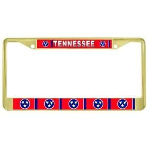 Tennessee State Flag Gold Tone Metal License Plate Frame 
