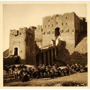  1925 Aleppo Syria Citadel Medieval Castle Gate Camels 