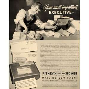 1937 Ad Pitney Bowes Metered Mail Stamp Postage Meter   Original Print 