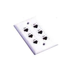 White Wall Plate with 6 Cat 5e Modular Jacks  Industrial 