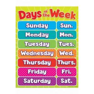  Days Of The Week Chart Gr Pk 5
