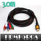 3m HDMI/M to 5 RCA /M Cable Wire Cord Lead Component For Audio Video 