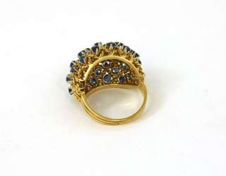 LOVELY 18K GOLD 3 CTS SAPPHIRES SPUTNIK STYLE BAND RING  