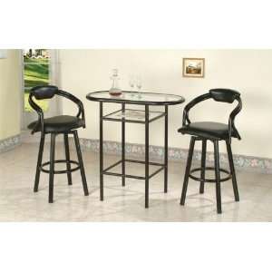  Bar Table with Black Metal Legs and Glass Top #PD F21021 