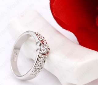   Plated Jewelry Use Multi Swarovski Crystal Heart Love Ring Sz8  