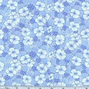  45 Wide Pocketful Of Posies Pansies Blue Fabric By The 