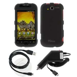  GTMax BLACK Rubberized Hard Cover Case+Car Charger+Sync 