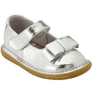  Silver Metallic Triple Loop Bow Shoe Size 11 Baby