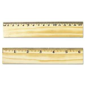 12 Flat Wood Ruler with Double Metal Edge   12, Clear Lacquer Finish 