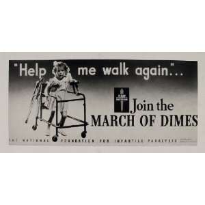  1947 Print Child Polio Walker March of Dimes Poster Ad 