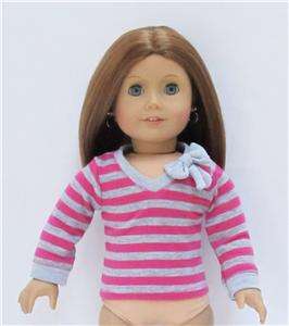   Clothes Pink/ Gray Stripe Shirt fits American Girl & 18 Dolls  