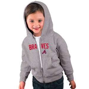 Atlanta Braves Toddler Zip Hood by Soft as a Grape   Heather Grey 4T 