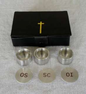   of 3 Holy Oil Stock with Leather Pouch for Priests and Churches  