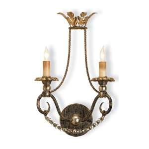 Anise Spanish Revival Gold Silver Leaf 2 Light Wall Sconce  