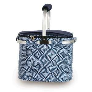  Fancy Space Saving Collapsible Market Tote Cooler   Blue 