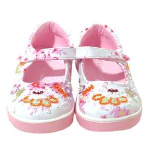   Laura Ashley Toddler Girls White Floral Beaded Sequin Shoes 7 2 Baby