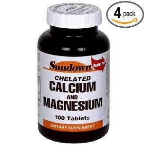  Sundown Chelated Calcium and Magnesium, 100 Tablets (Pack 