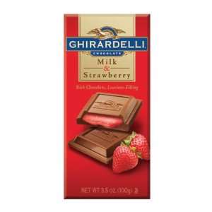 Ghirardelli Chocolate Milk & Strawberry Filled Bar, 3.5 oz