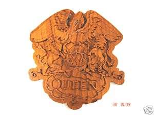 Rare Handmade Memorabilia Queen Logo On Teak Wood B  
