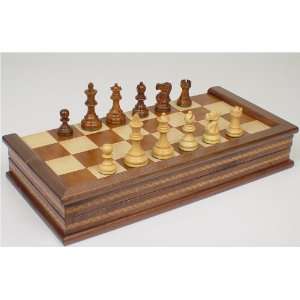  Deluxe Old Club in Golden Rosewood with Folding Chess Case 