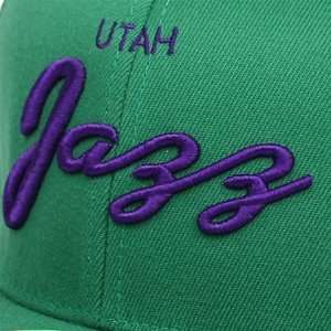  Utah Jazz Team Script Flat Brim Flex Fit Hat (Green 