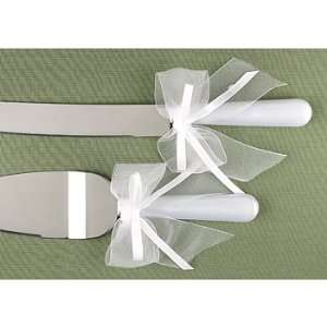  Cake Serving Set with Faux Pearl Handles and Chiffon and 