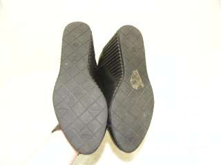 CHANEL Black Leather Rubber Wedges Shoes 37.5/6.5  