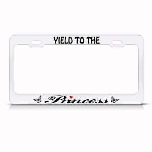  Yield To Princess Butterfly Metal license plate frame Tag 