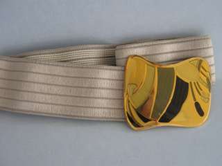 Charmant 1.5 inch wide silvery elastic belt gold abstract removable 