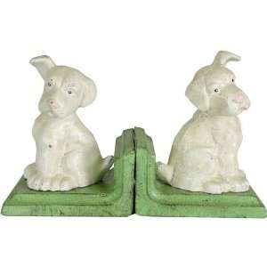  Cast Iron White Puppy Dogs Bookends
