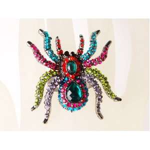   Scary Color Crystal Rhinestone Spider Insect Adjustable Ring Jewelry