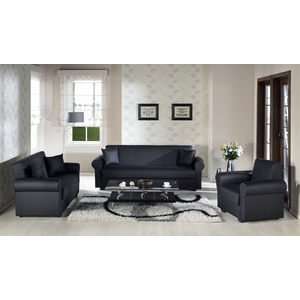  Floris Escudo Black Sofa, Love & Chair Set by Sunset