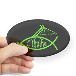  Cthulhu Fish Green Humor Oval Sticker by  Arts 