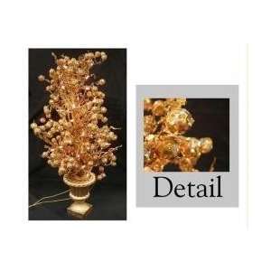  24 Lighted Iced Shangri La Gold Sequin Berry Tree In Pot 