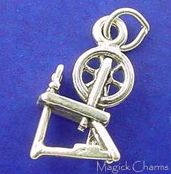 Sterling Silver .925 SPINNING WHEEL 3D Charm  