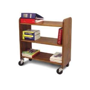  Wood Book Cart   3 Level Shelves in Walnut