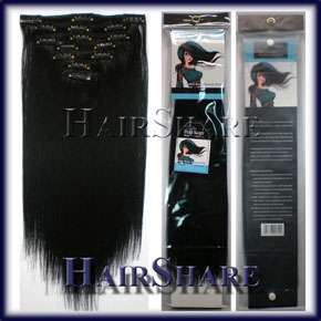 Clip in Remy Human Hair Extensions 20 #1B Natural Black 70g  