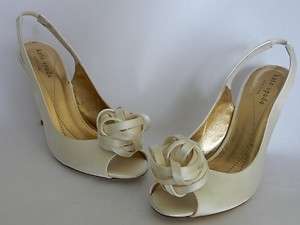 New $299 Elegant Kate Spade CHRISTA Bridal Shoes US 6 Ivory Satin 