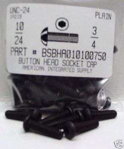 10 24x3/4 Button Head Hex Socket Cap Screws Alloy Steel Black (40 