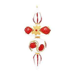  Clear Finial with Red Design Glass Ornament