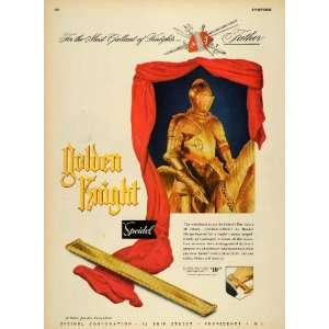  1947 Ad Watchband Golden Knight Speidel Armor Jewels 