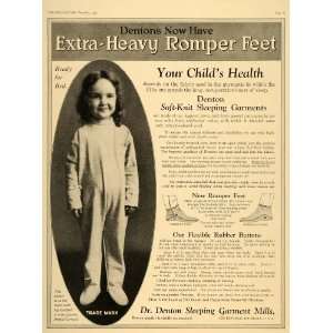  1925 Ad Dr. Denton Sleeping Garment Mills Romper Feet 