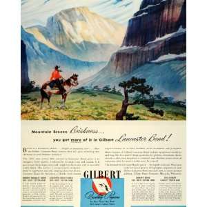 1944 Ad Gilbert Paper Co Cowboy Horse Mountains Snow Lancaster Bond 