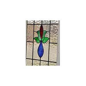  Red & Blue Floral Antique Stained Glass