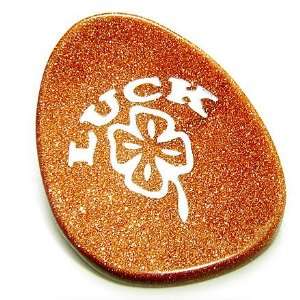  Word Stone Good Luck Talisman Lucky Clover In Gold Stone 