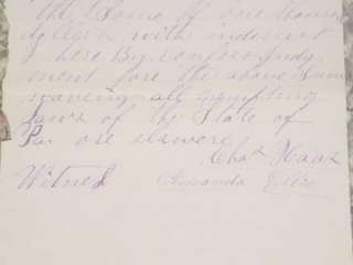 Mahanoy City PA 1898 IOU Handwritten Promissory Note  
