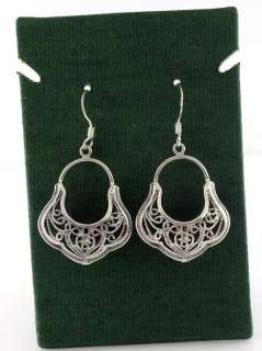   Bag Filigree Sterling Silver Black Oxidized Dangle Earrings  