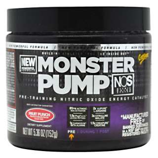 Monster Pump NOS 10 Servings Fruit Punch Nitric Oxide Supplements 