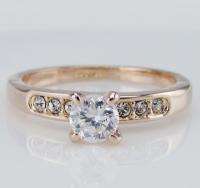 Ring 18K rose gold GP swarovski crystal engagement promise Ring R26 