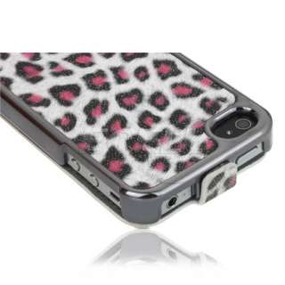 BRAND NEW BLACK CHROME LEOPARD LEATHER CLAM CASE COVER FOR APPLE 